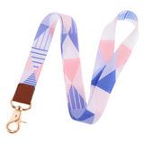 Lanyard - Geometric Triangles Pink and Blue