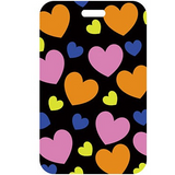 ID Card Badge Holder - Colorful Hearts Pattern On Black Background