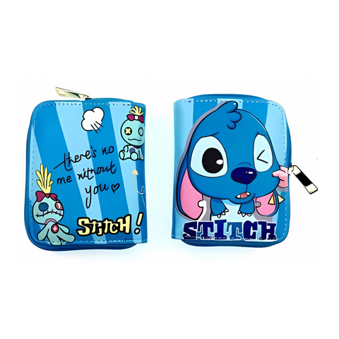 Zippered Short Wallet - Disney - Lilo & Stitch - Stitch & Scrump