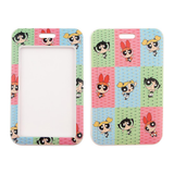 ID Card Badge Holder - The Powerpuff Girls - Blossom, Bubbles, and Buttercup Pastel Checkered Grid Character Pattern