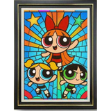 3D Light Frame - Powerpuff Girls - Trio In Stained-glass Style