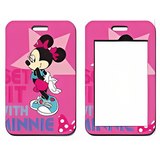 ID Card Badge Holder - Mickey & Friends - Minnie Mouse Posing Pink Star Background