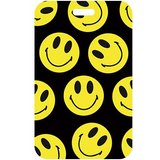 ID Card Badge Holder - Yellow Smiley Faces On Black Background