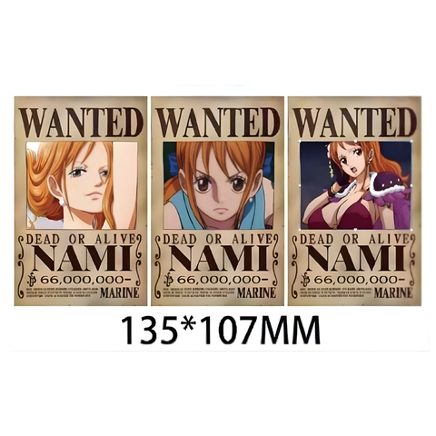 3D Lenticular Sticker - One Piece - Wanted Posters Nami