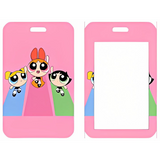 ID Card Badge Holder - Powerpuff Girls - Flying On Pink Background