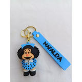 3D PVC Figure Keychain - Mafalda - Blue Polka Dot Dress
