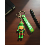 3D PVC Figure Keychain - Teenage Mutant Ninja Turtles - Michelangelo Holding Nunchaku Variant 2