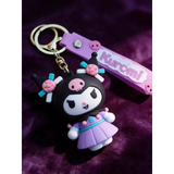 3D PVC Figure Keychain - Kuromi - Floral Purple Dress