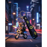3D PVC Figure Keychain - DC Comics - Catwoman Riding Motorcycle With Cat