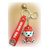 3D PVC Figure Keychain - Paw Patrol - Marshall The Dalmatian In Firefighter Uniform