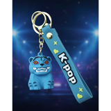 3D PVC Figure Keychain - KPop Demon Hunters - Blue Tiger Demon Sitting