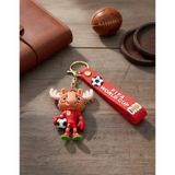 3D PVC Figure Keychain - Football Club - Moose Holding Soccer Ball
