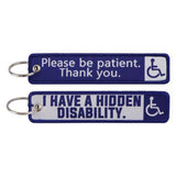 Embroidery Keychain - Awareness - Hidden Disability (Please Be Patient)