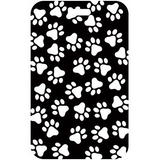ID Card Badge Holder - White Paw Prints On Black Background
