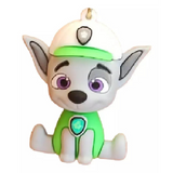 3D PVC Figure Keychain - Paw Patrol - Chibi Rocky Sitting