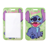 ID Card Badge Holder - Lilo & Stitch (Disney) - Sitting Stitch Green Background Vertical