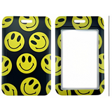ID Card Badge Holder - Yellow Smiley Faces On Black Background