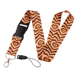Lanyard - Brown and Tan Wavy Hearts