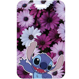 ID Card Badge Holder - Lilo & Stitch - Stitch Waving On Purple Flower Field