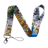 Lanyard - Breaking News - "I DON'T CARE" Newspaper Pattern