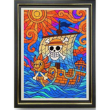 3D Light Frame - One Piece - Thousand Sunny Ship, Stained-glass Style, Jolly Roger Sail