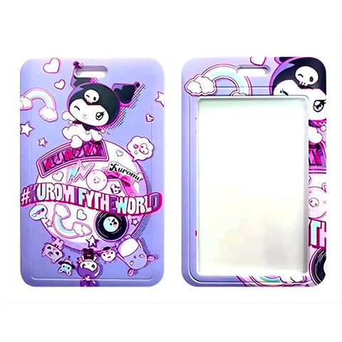 ID Card Badge Holder - Sanrio - Kuromi with Pink Planet & Purple Background