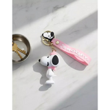 3D PVC Figure Keychain - Peanuts - Snoopy Pink Beret Pink Collar