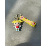 3D PVC Figure Keychain - Powerpuff Girls - Bubbles Angel Holding Heart