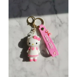 3D PVC Figure Keychain - Hello Kitty - White Pink Dress