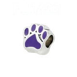 Bracelet Charm - Generic - Purple paw print bead