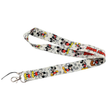Lanyard - Disney - Mickey Mouse and Minnie Mouse on a Light Grey Background with Small Grey Polka Dots