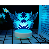 3D LED Night Light - Double Pegasus with hearts
