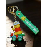 3D PVC Figure Keychain - Winnie the Pooh - Pooh Firefighter Riding Truck