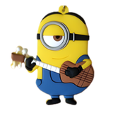 Despicable Me Minion Stuart playing a guitar PVC keychain