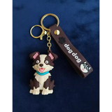 3D PVC Figure Keychain - Pets - Max Sitting Blue Bandana