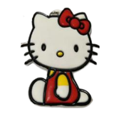 Hello Kitty sitting in red dress PVC keychain
