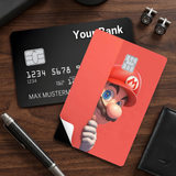 Credit Card Skin Sticker - Super Mario - Mario Peeking Over Red Background