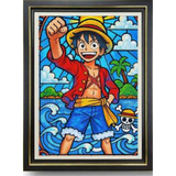 3D Light Frame - One Piece - Luffy Raising Fist, Straw Hat, Tropical Beach