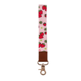 Lanyard - Strawberries and Green Flowers on Pink