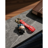 3D PVC Figure Keychain - Chainsaw Man - Aki Hayakawa Chibi Figure With Red Strap