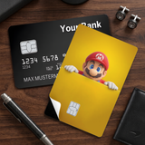 Credit Card Skin Sticker - Super Mario - Peeking Mario Yellow Background