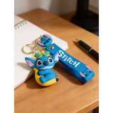 3D PVC Figure Keychain - Lilo & Stitch - Stitch Holding Banana Goggles