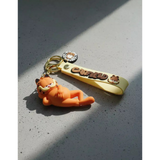 3D PVC Figure Keychain - Garfield - Lounging With Chocolate Charm