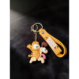 3D PVC Figure Keychain - Garfield - Riding Odie Running