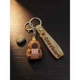 3D PVC Figure Keychain - Capybara - Bear Costume Holding Sign