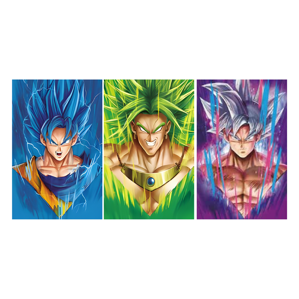 3D Lenticular Poster 12"x16" - Dragon Ball Z - Goku Super Saiyan Blue, Broly & Ultra Instinct Goku