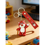 3D PVC Figure Keychain - Toy Story - Lotso Holding Cane Waving