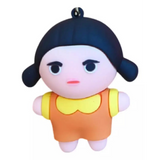 3D PVC Figure Keychain - Squid Game - Younghee Doll Orange Dress