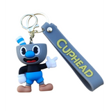 3D PVC Figure Keychain - Cuphead - Mugman Pointing