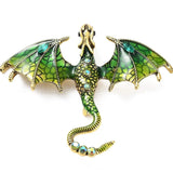 Brooch - Green Dragon Rhinestone